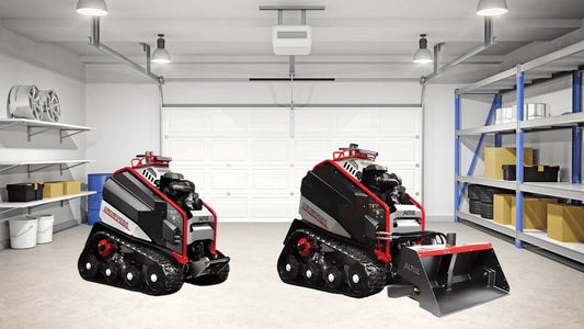 Two 2025 Altoz Switch tracked utility machines displayed in a garage, reviewed for replacing UTVs in Somerset, KY.