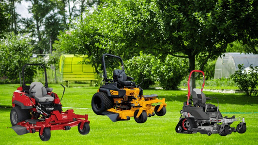 Altoz, TORO, and Wright zero-turn mowers displayed on grass, comparing ROI for Somerset, KY lawn care companies.