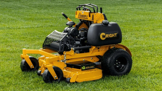 Yellow Wright ZK Series commercial mower on grass, trusted by professional landscapers in Somerset.